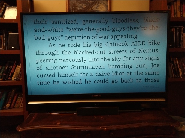 The Kindle app for Windows at its largest font size. Forgot your glasses? Don't worry!