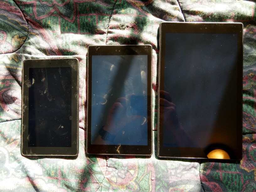 Left to right: my Fire, Fire HD 8, and new Fire HD 10