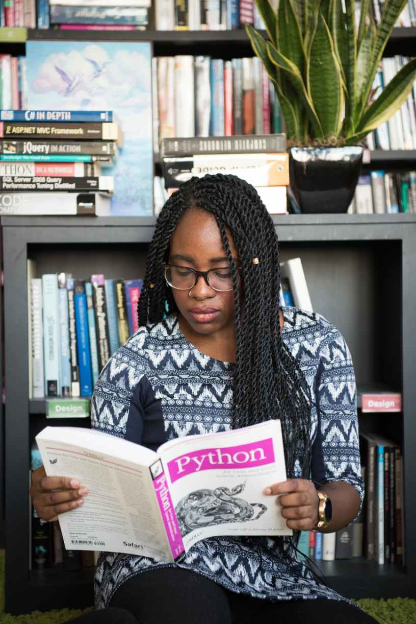 Black woman reading book
